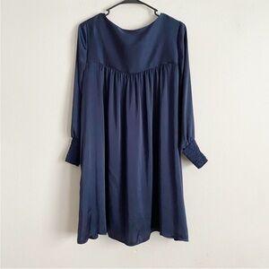 Hatch Navy satin long sleeve maternity dress